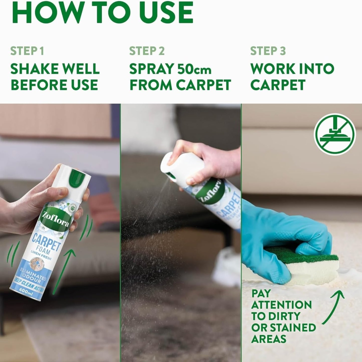 Zoflora Midnight Blooms Carpet Freshener & Care Foam, 1 x 600ml, Carpet Cleaner, Stain Remover Foam for Carpets and Upholstery, Neutralises Odours, Deep Cleans, Pet Safe