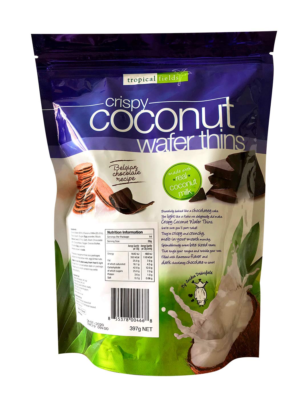 Tropical Fields Crispy Wafer Thins, Coconut, 397 gm