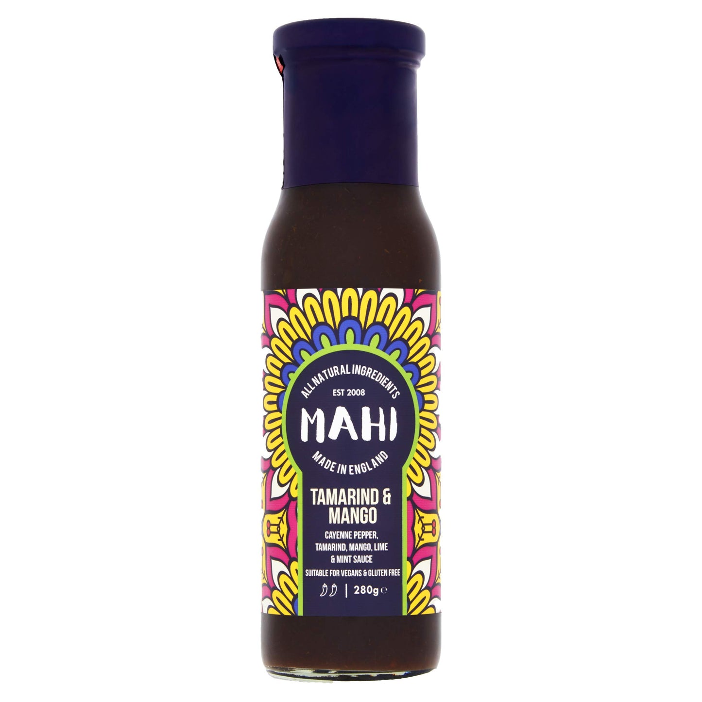 MAHI Tamarind & Mango Sauce - Sweet and Sour Chilli Sauce Mild Spicy Heat, Perfect for BBQs & Every Day, Gluten Free (GF) Vegan Sauce, 280g