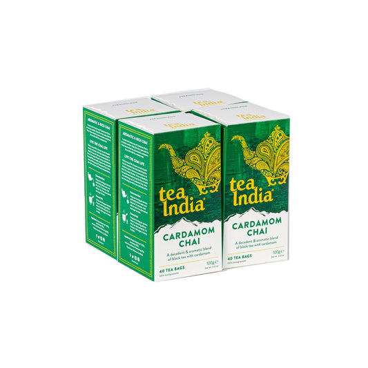 Tea India Chai Tea Bags (4 Packs of 40 Biodegradable Tea Bags) Rainforest Alliance Certified