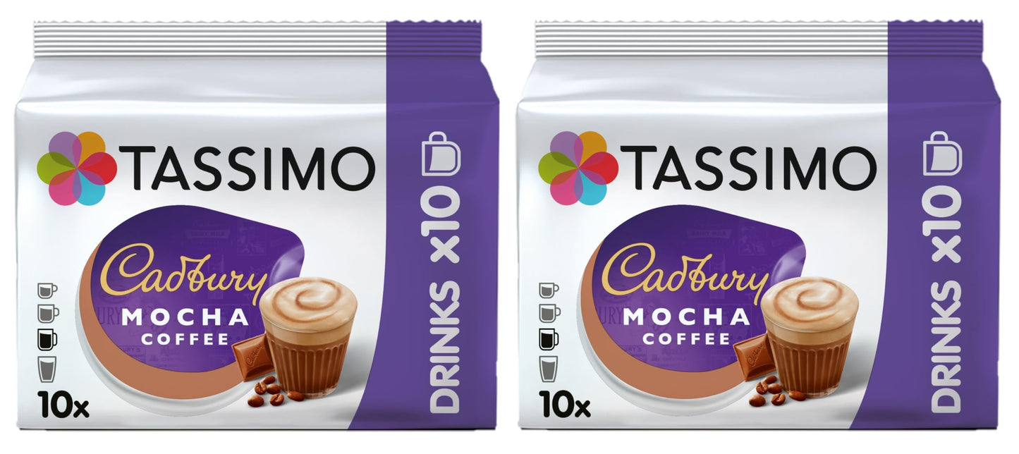 Tassimo Cadbury Mocha Coffee Pods x10 (Pack of 2, Total 20 Drinks) Smooth & Creamy Hot Drink Coffee Capsules