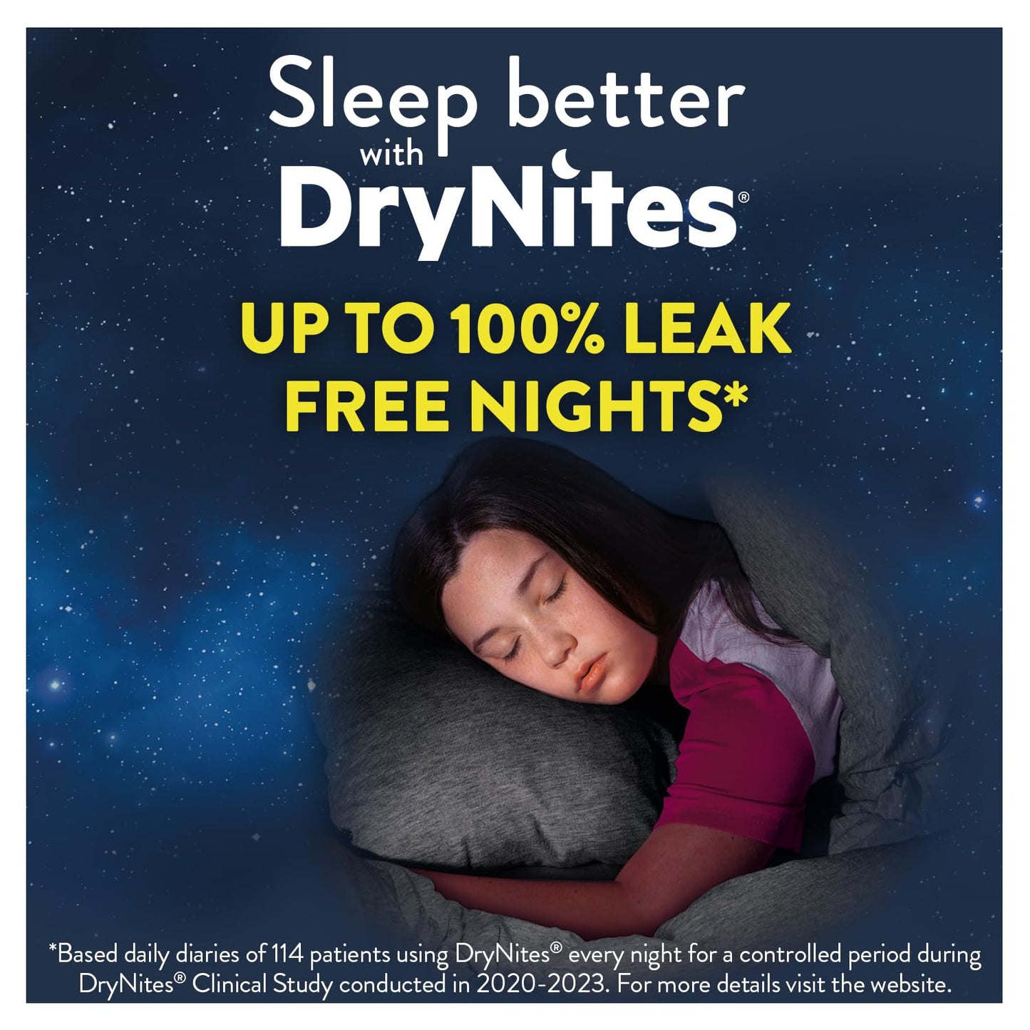 Huggies DryNites Pyjama Pants, Girls 4-7 Years (17-30KG), Up to 100% Leak Free Nights, Bedwetting Pants, 64 Count