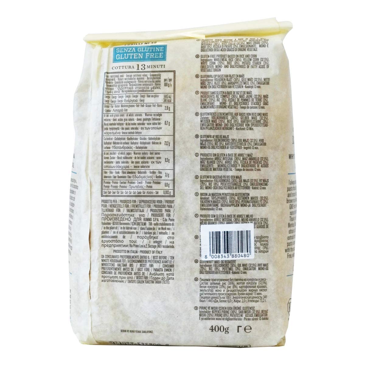 Gluten free fusilli Rummo 400 gr