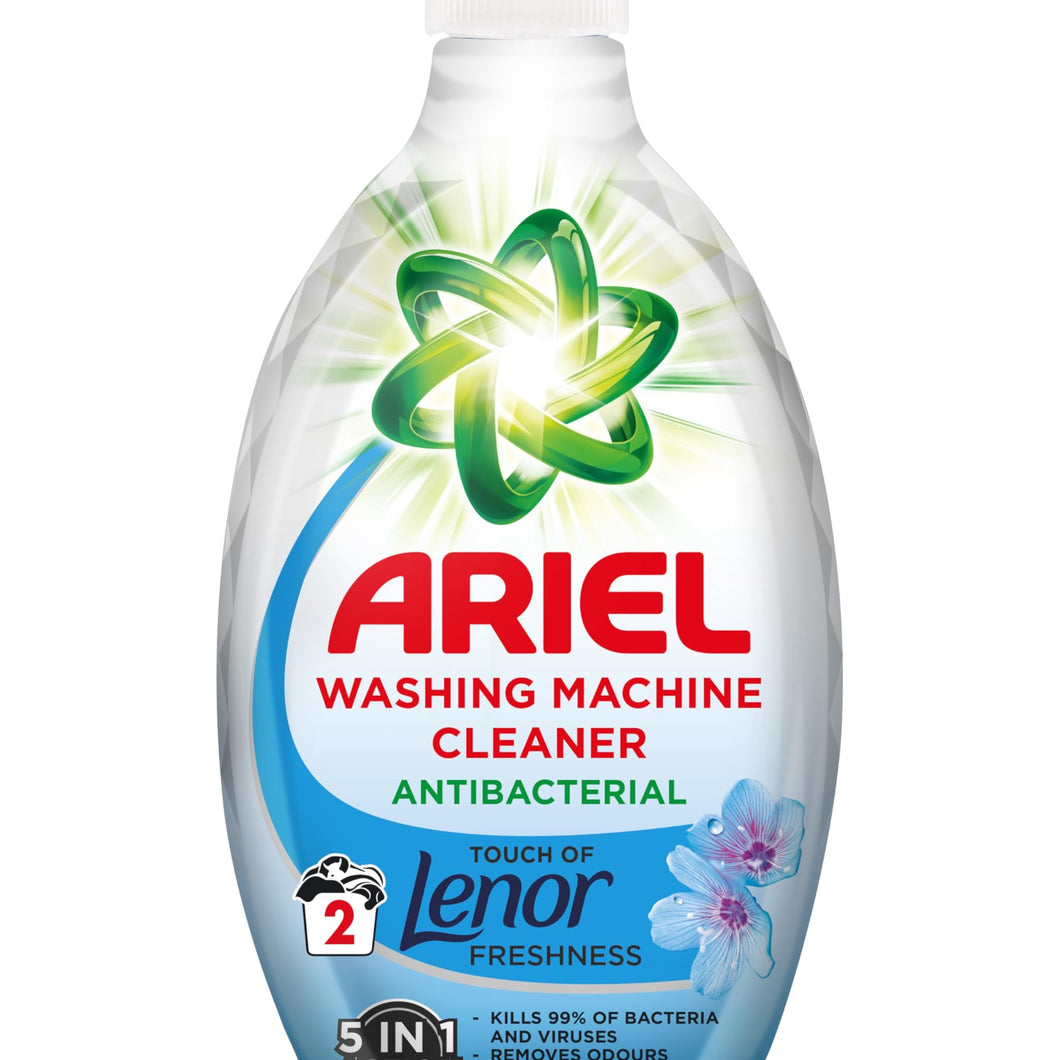 Ariel Washing Machine Cleaner with a Touch of Lenor Freshness - Spring Awakening - Antibacterial - Kills 99.9% Bacteria & Viruses Removes Odours Limescale & Hidden Dirt - 250ml