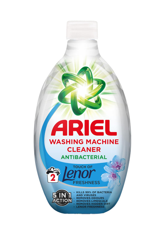 Ariel Washing Machine Cleaner with a Touch of Lenor Freshness - Spring Awakening - Antibacterial - Kills 99.9% Bacteria & Viruses Removes Odours Limescale & Hidden Dirt - 250ml