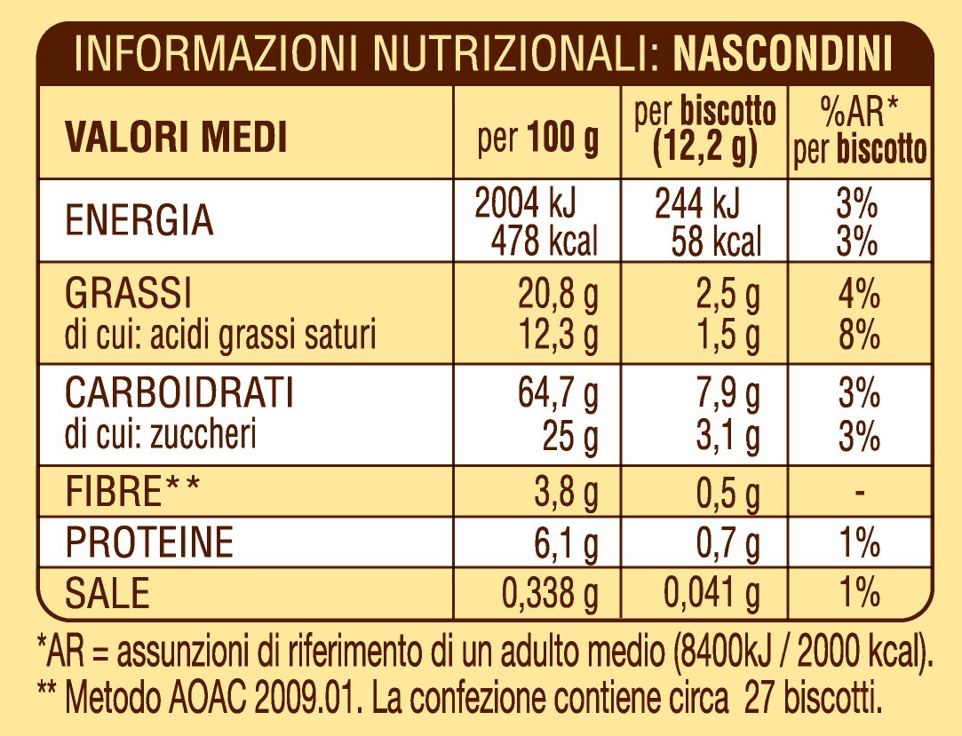 Mulino Bianco | Italian Biscuits | Mulino Bianco, Nascondini -330g | Italian Cookies | 11.64 Ounce Total Weight