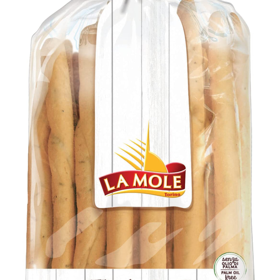 La Mole Rosemary Panrustici Breadsticks, Classic Breadsticks Best Served with Meats, Soft Cheeses & Olives or Partnered with Dips and Soups, 250g Bag
