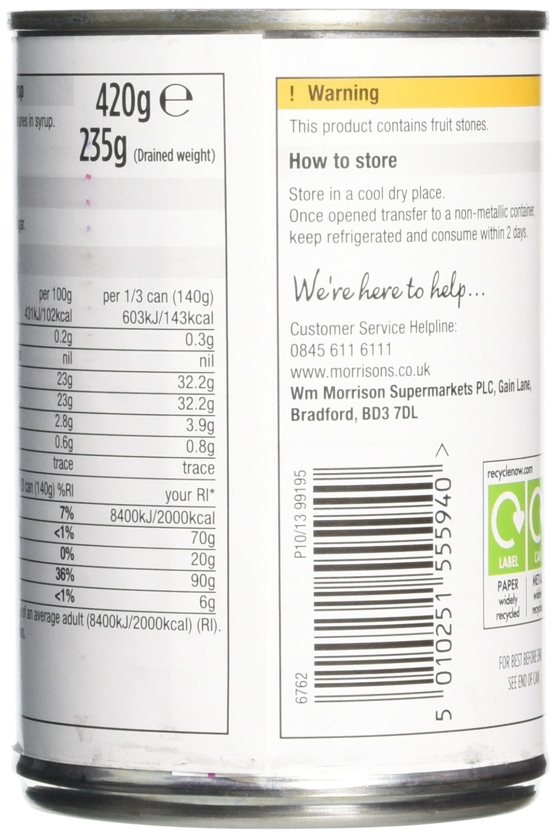 Morrisons Prunes in Syrup 420g