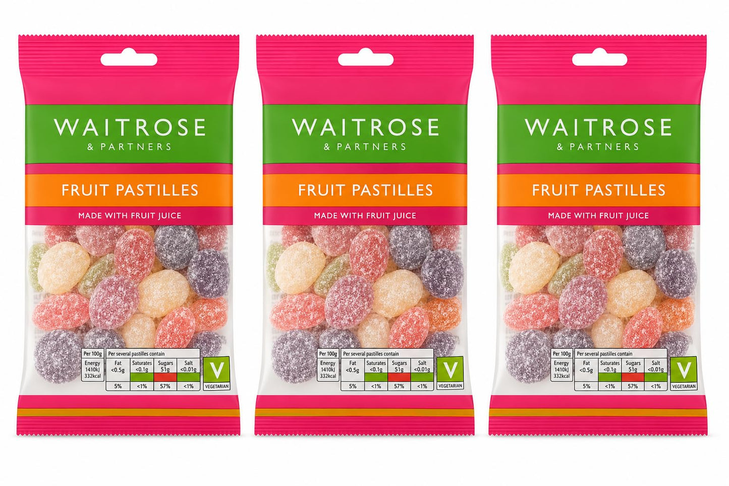 Waitrose Fruit Pastilles 200g, Pack of 3