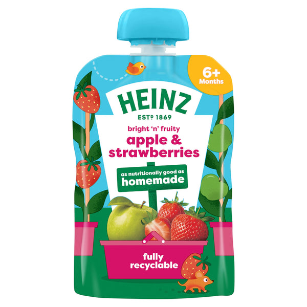 Heinz Apple & Strawberry Baby Food Fruit Puree Pouch 6+ Months 100g