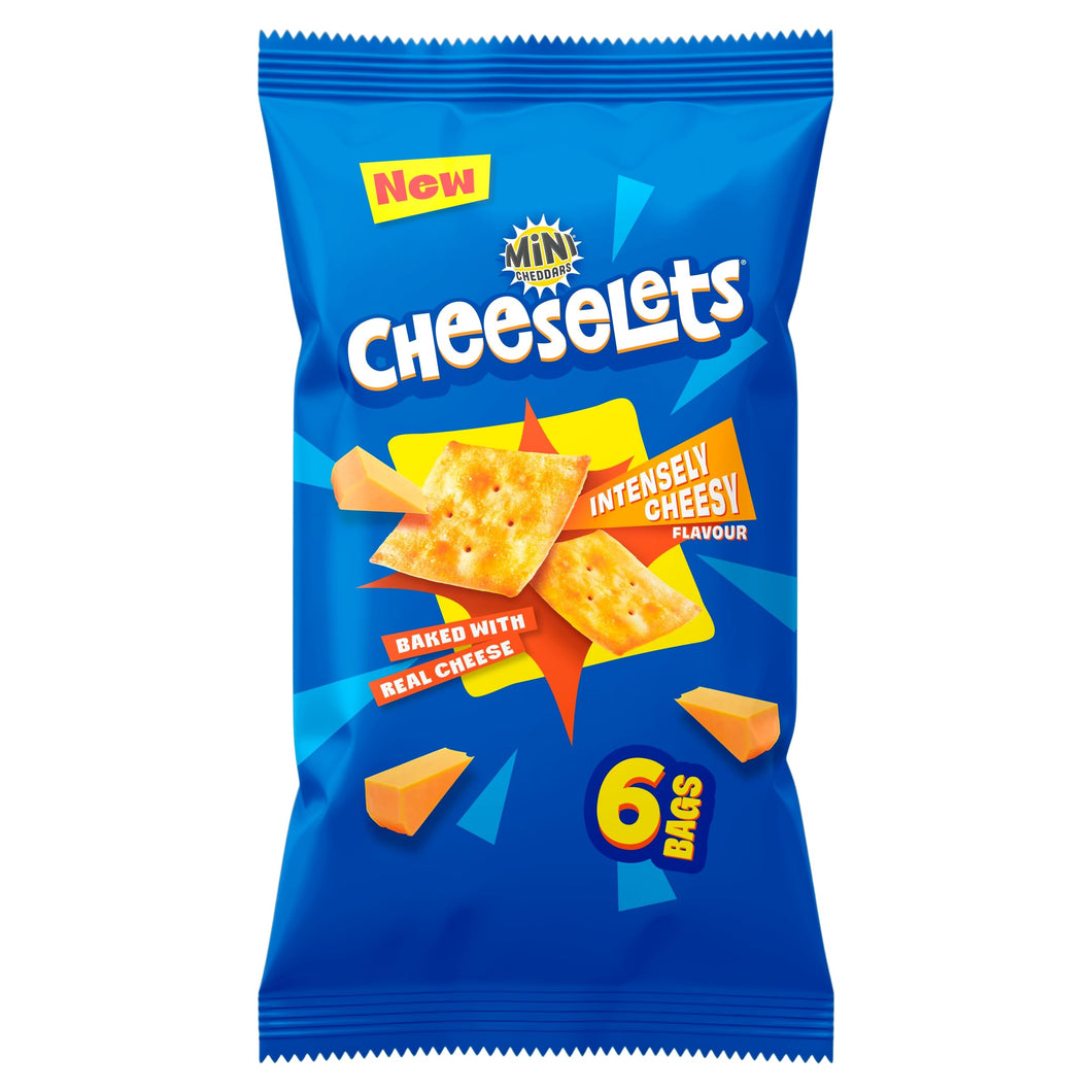 JACOB'S Mini Cheddars Cheeselets Baked Snacks Multipack, 6 Bags x 24.5 g, 147 g Total (Pack of 1)