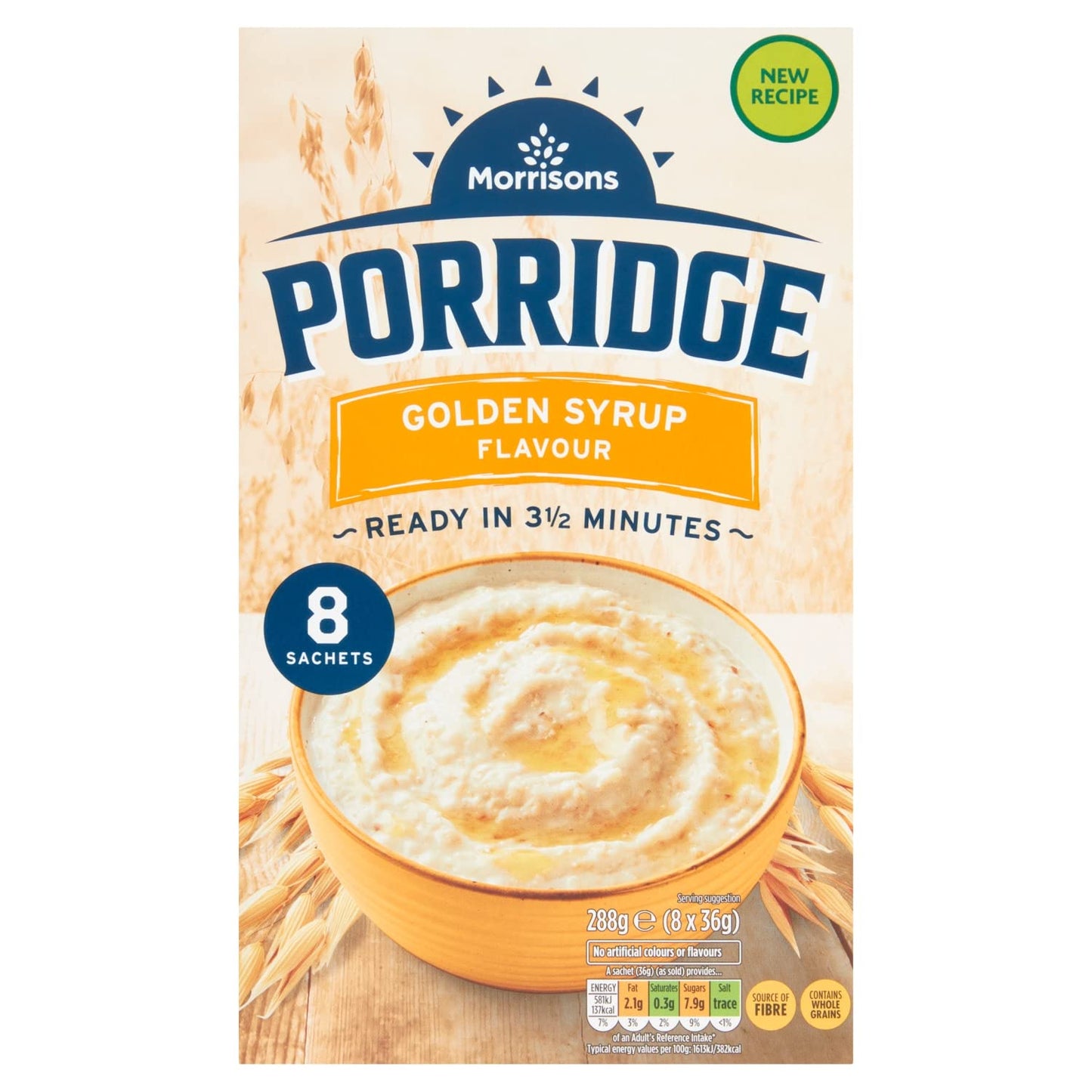 Morrisons Rise & Shine with Golden Syrup Flavour Porridge Sachets, 8 x 39g