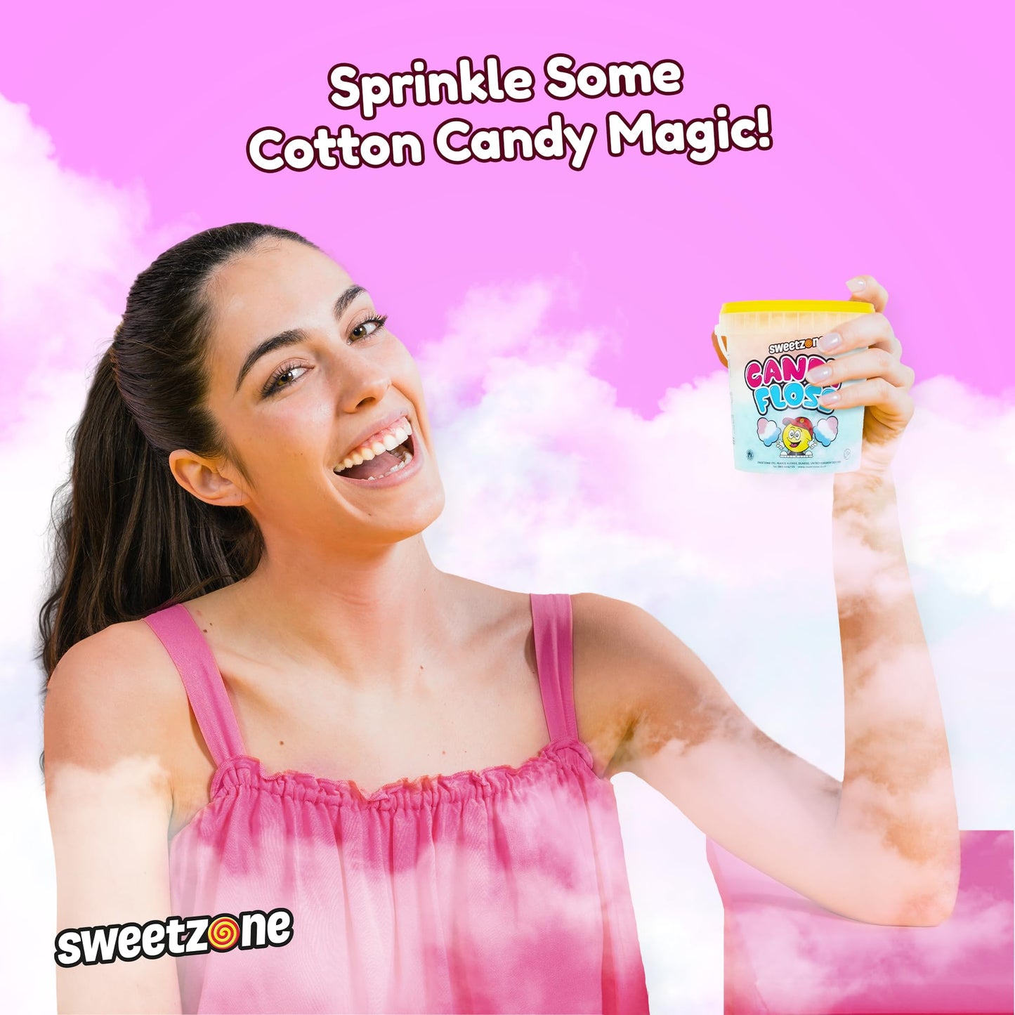 Sweetzone Candy Floss Halal Sweets Tub 50g x 6 Pack, Sweets Bulk, Retro Sweets, Cotton Sweets, Sweet Box, Bulk Sweets, Candy for Sweet Bags, Sweet Tub Delight, Bulk Candy