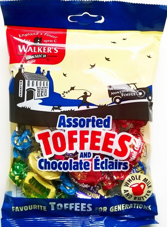 Walkers Nonsuch Assorted Toffees and Chocolate Éclairs (150g x 12)