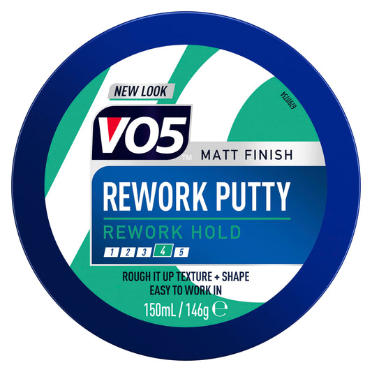 VO5 Rework Putty, 150ml, Matt Finish Hair Styling Product, Strong Hold Level 4