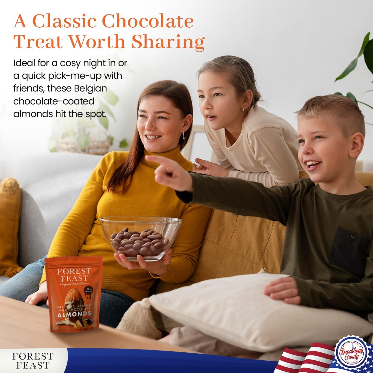 Forest Feast Valencia Orange Mik Chocolate Almonds Pouch, 120g
