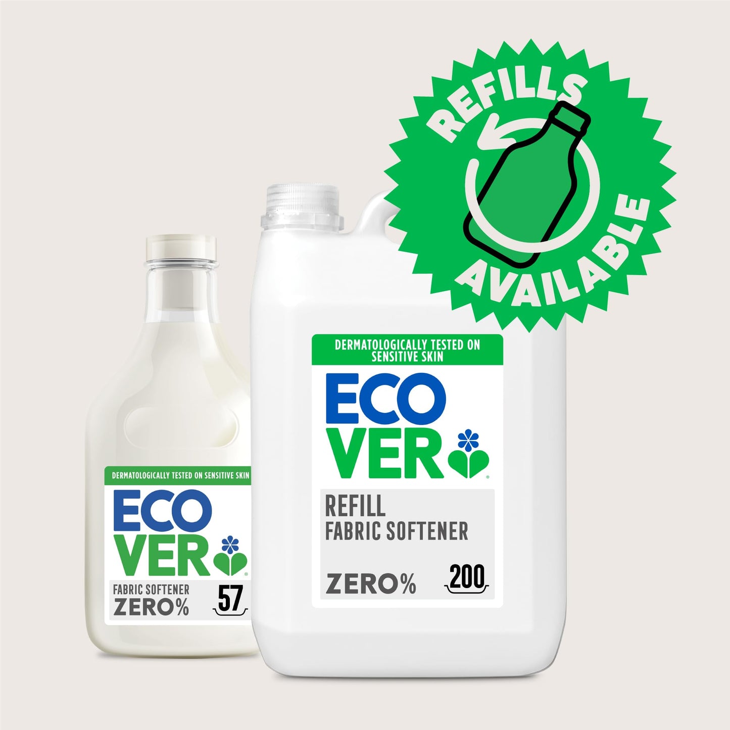 Ecover Zero Fabric Softener Refill, Sensitive Skin, 200 Washes, 5L