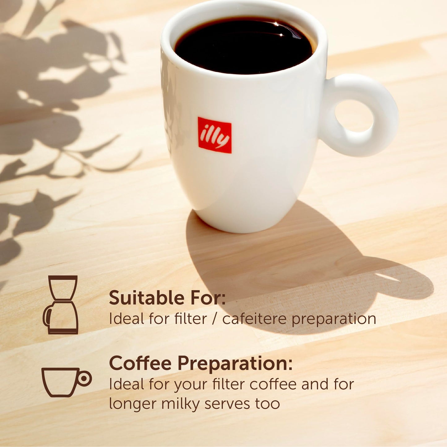 illy Intenso Ground Coffee, Dark Roast, 100% Arabica, Coarse Grind for Cafetiere & Filter Coffee, Suitable for Drip Coffee Makers, 250g Tin