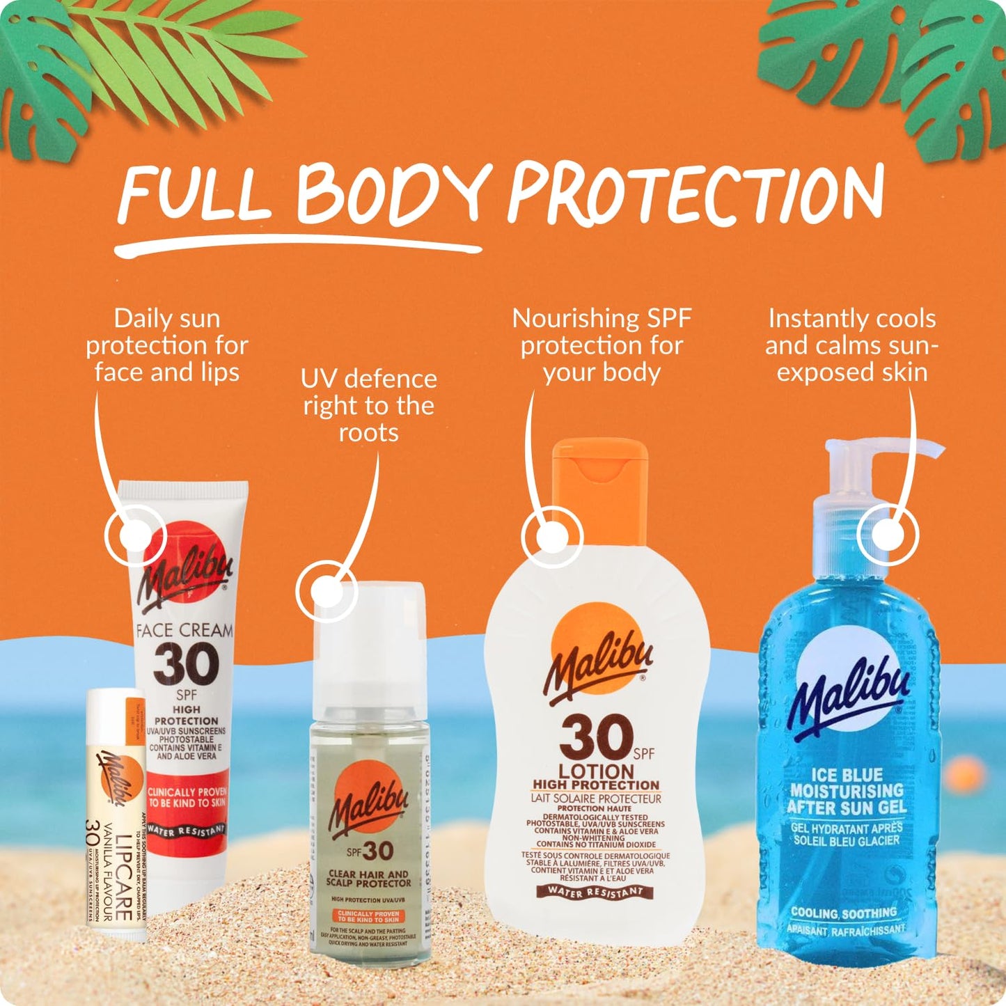 Malibu Sun SPF 30 Lotion, High Protection Sun Cream, Water Resistant, Vitamin E and Aloe Vera Enriched