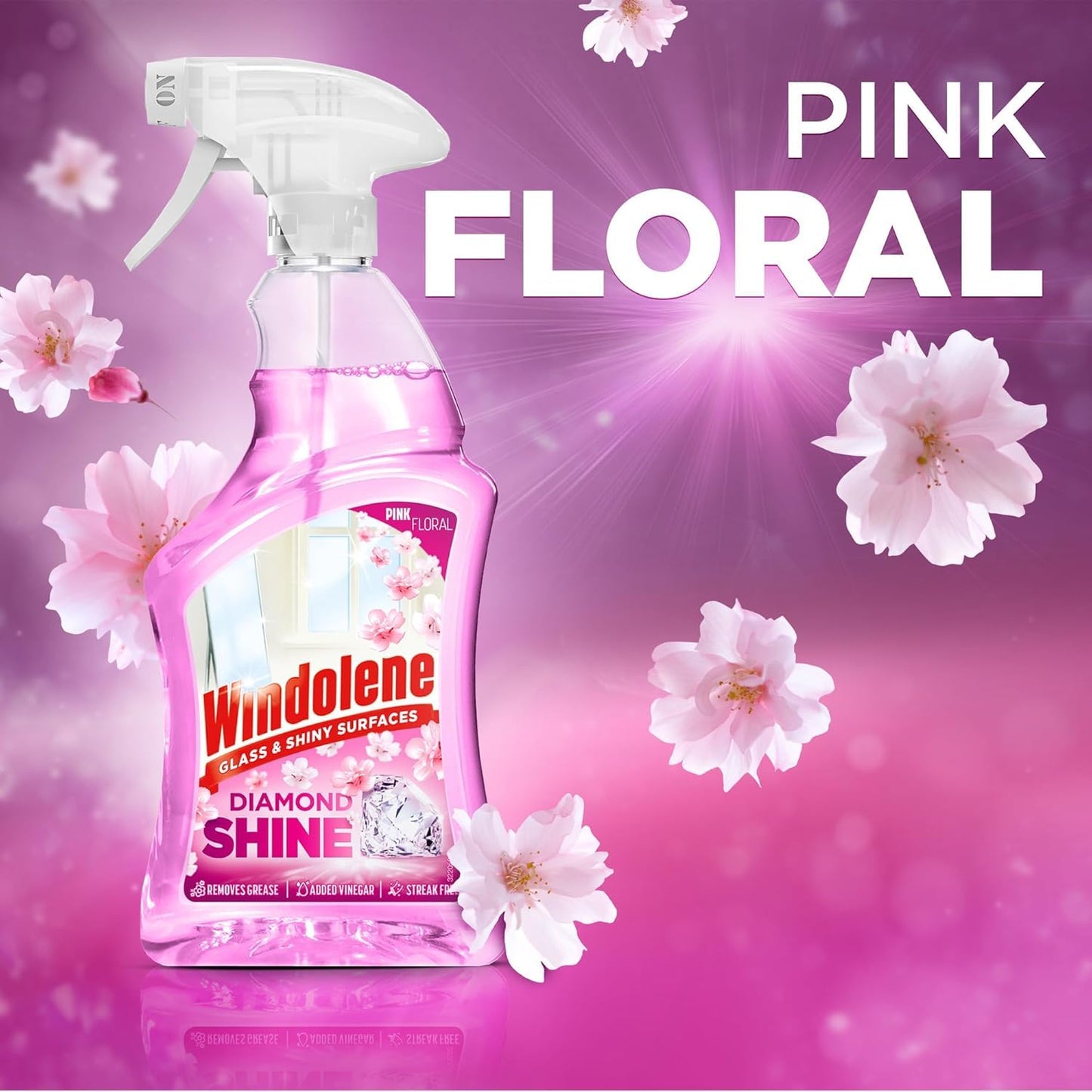 Windolene Diamond Shine Window & Glass Spray Window Cleaner Pink 750ml Bulk Buy 3-Pack