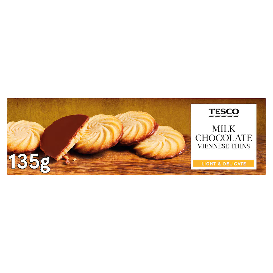 Tesco Milk Chocolate Viennese Thins, 135g
