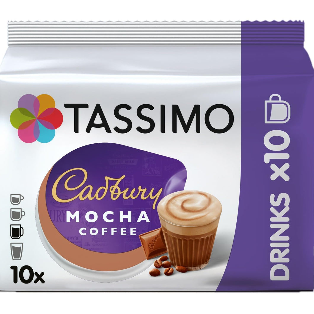 Tassimo Cadbury Mocha Coffee Pods x10 (Pack of 1, Total 10 Drinks) Smooth & Creamy Hot Drink Coffee Capsules