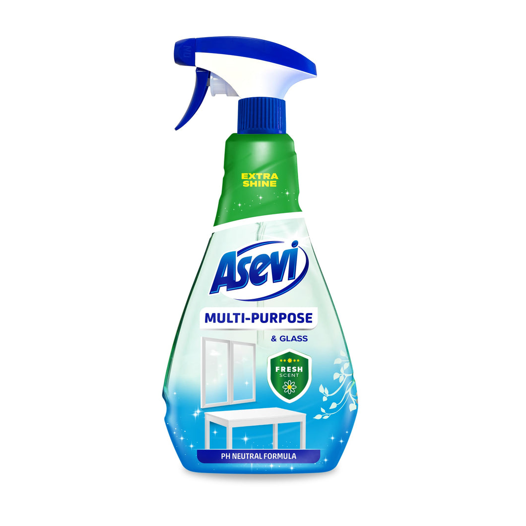 Asevi Multi-purpose and Glass Cleaning Spray, Glass and Window Cleaner, Multi-surface Spray, 750ml
