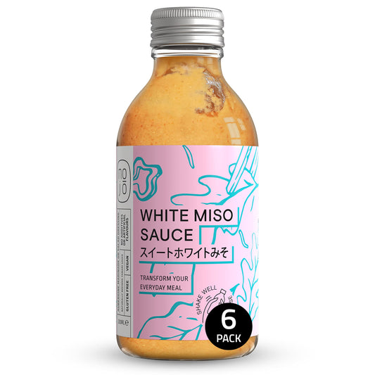 White Miso Sauce for Cooking & Seasoning | Non-GMO & No Added Sugar | No Palm Oil | Gluten-Free, Nut-Free, Vegan | 200ml x 6 Recycled Glass Bottles | NOJŌ White Miso Sauce