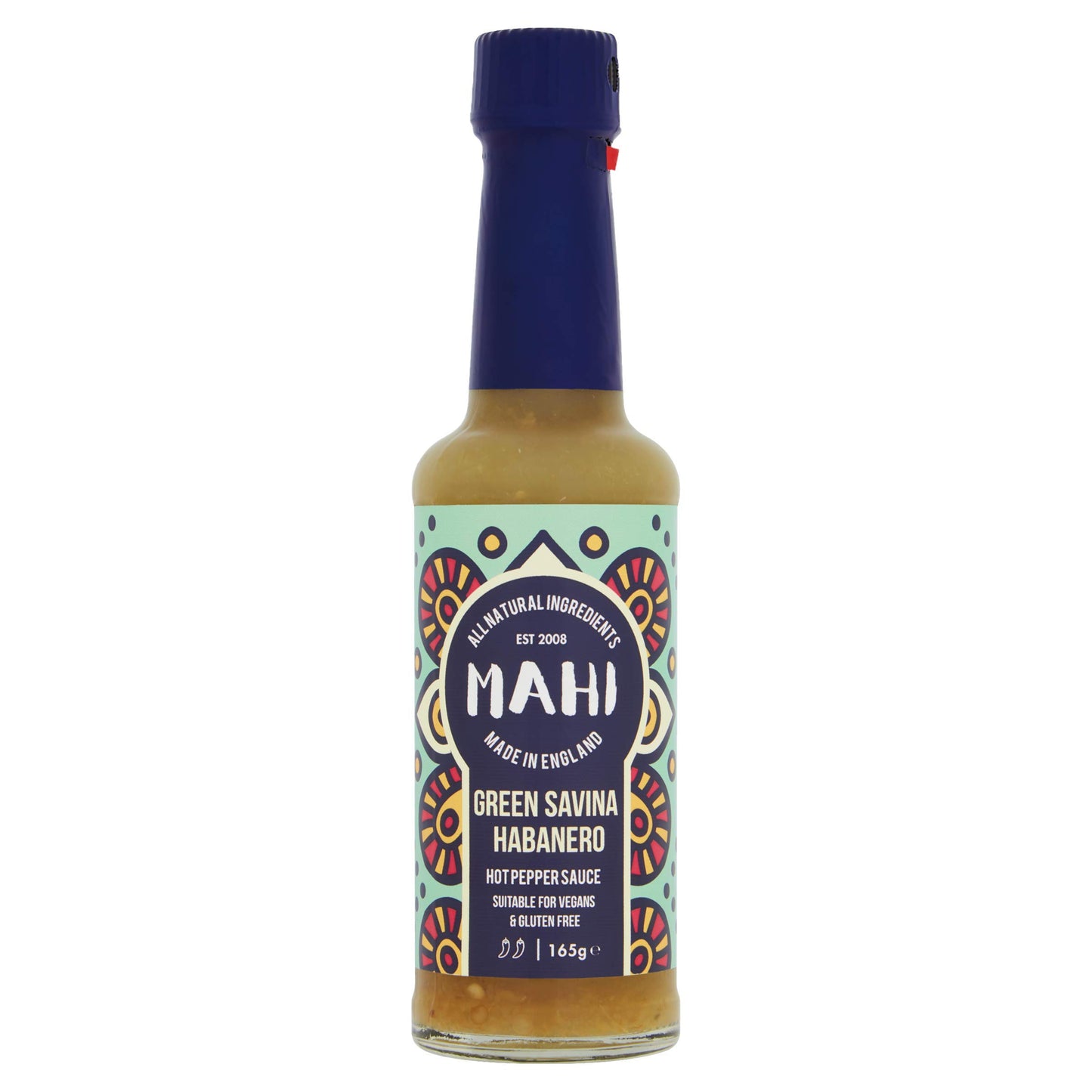 MAHI Green Savina Hot Sauce - Mild Spicy Heat, Perfect for BBQs & Every Day, Gluten Free (GF) Vegan Sauce, 165g