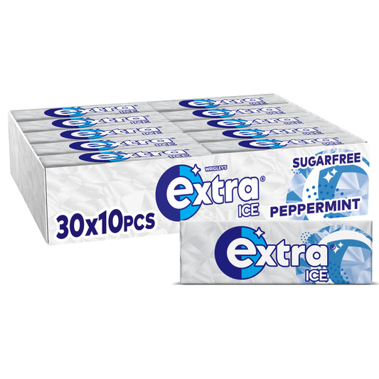 Wrigley's Extra Ice Spearmint Sugar Free Chewing Gum Bulk Multipack, 30 x 10 Pieces - Mint Gum With Microgranules - Air Travel Essentials, Festival Accessories & Road Trip Snacks
