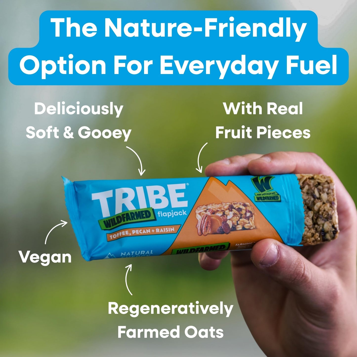 TRIBE x Wildfarmed Vegan Flapjack Bars - Blueberry & Almond Butter Oat Bars (3 x 50g Multipack Box) | Healthy Energy Snacks | Source Of Fibre, Natural Ingredients | Sustainable Oats | Breakfast Bars