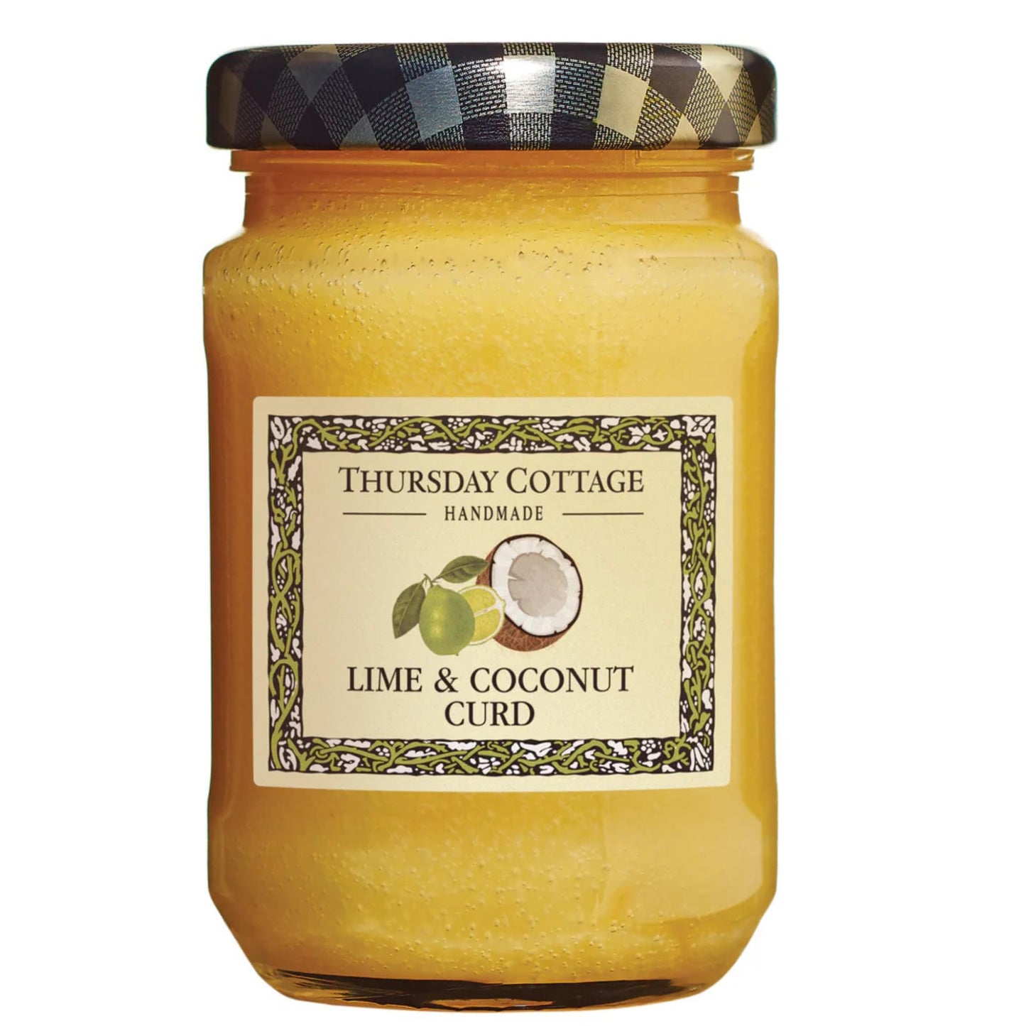 Thursday Cottage Lime & Coconut Curd 1x110g, Silky Tangy Tropical Curd with Desiccated Coconut Pieces, Vegetarian, Coeliac Friendly