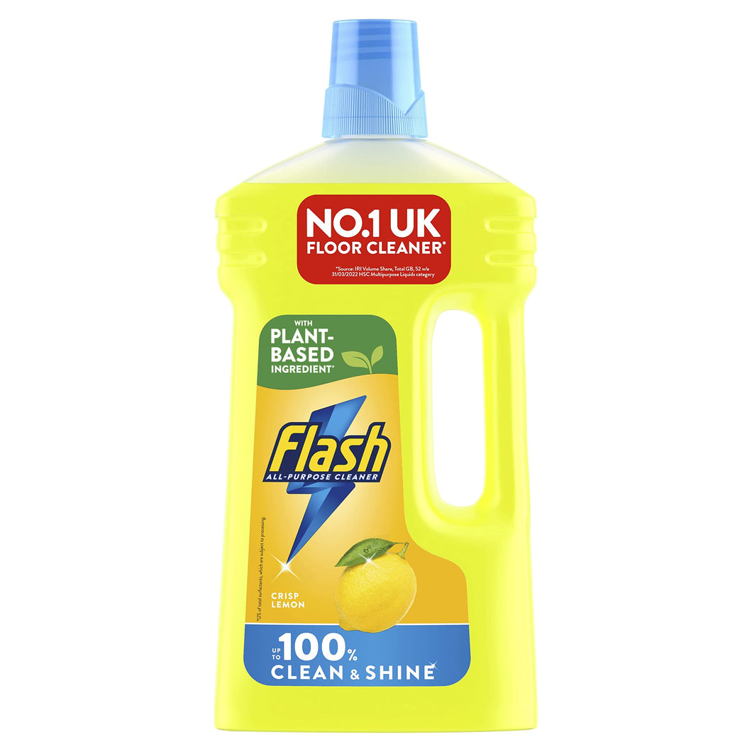 Flash Multipurpose Floor Liquid Cleaner Crisp Lemon 950ML. Up To 100% Dirt And Grease Removal