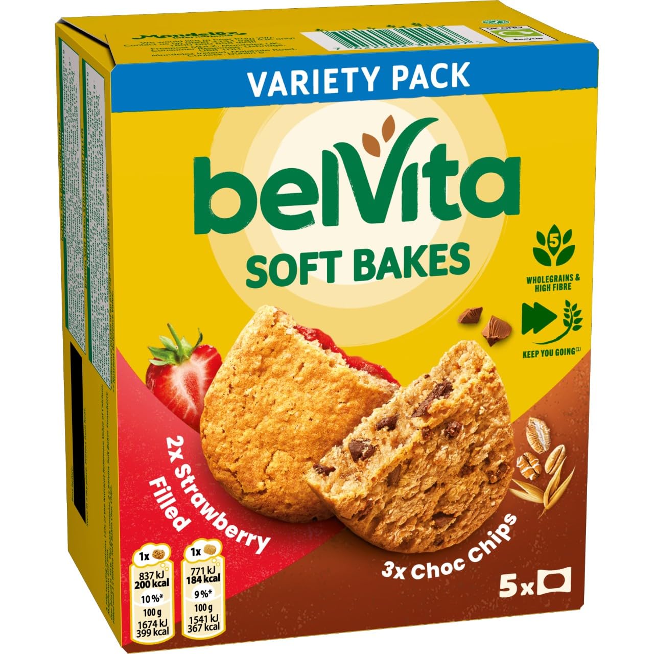 Belvita Softs Bakes, Strawberry Filled & Choc Chips 250 g (Pack of 1)