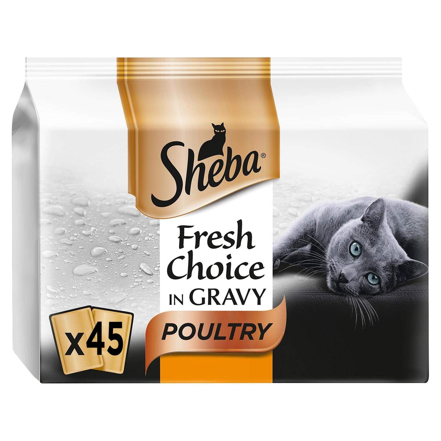 Sheba Fresh Choice Mixed Poultry in Gravy Adult Wet Cat Food Pouches 45 x 50g