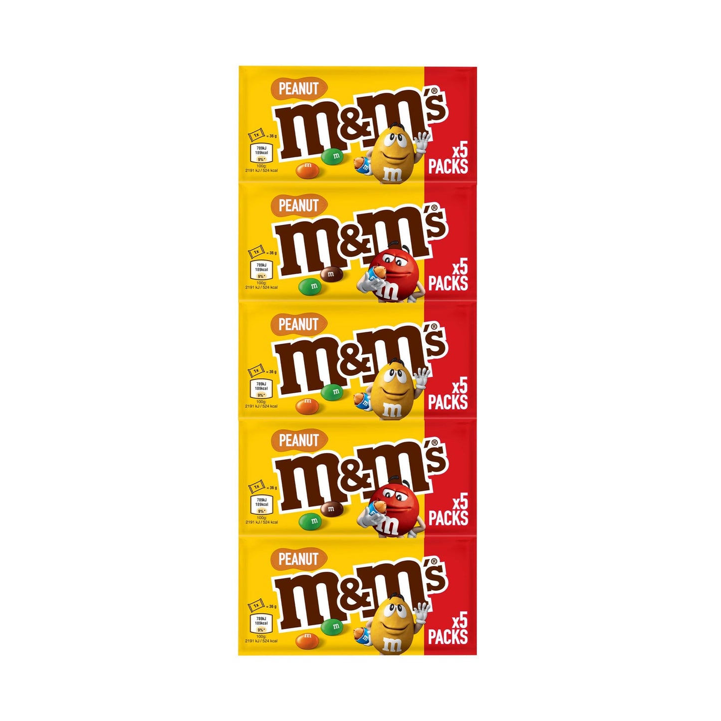 M&M'S Peanut & Milk Chocolate Bag Strips 5 x 36g