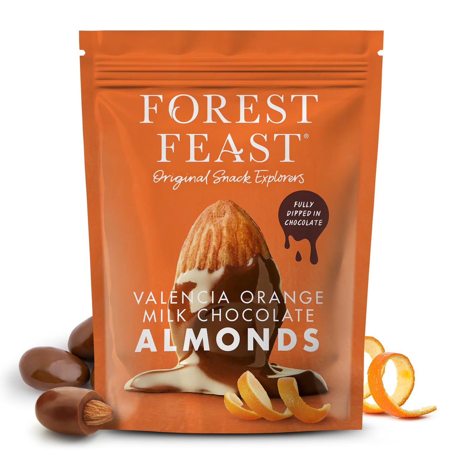 Forest Feast Valencia Orange Mik Chocolate Almonds Pouch, 120g
