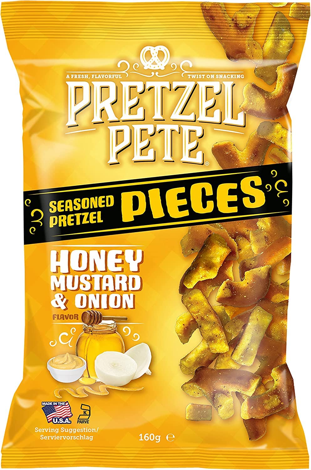 Pretzel Pete Honey Mustard & Onion 8 x 160g