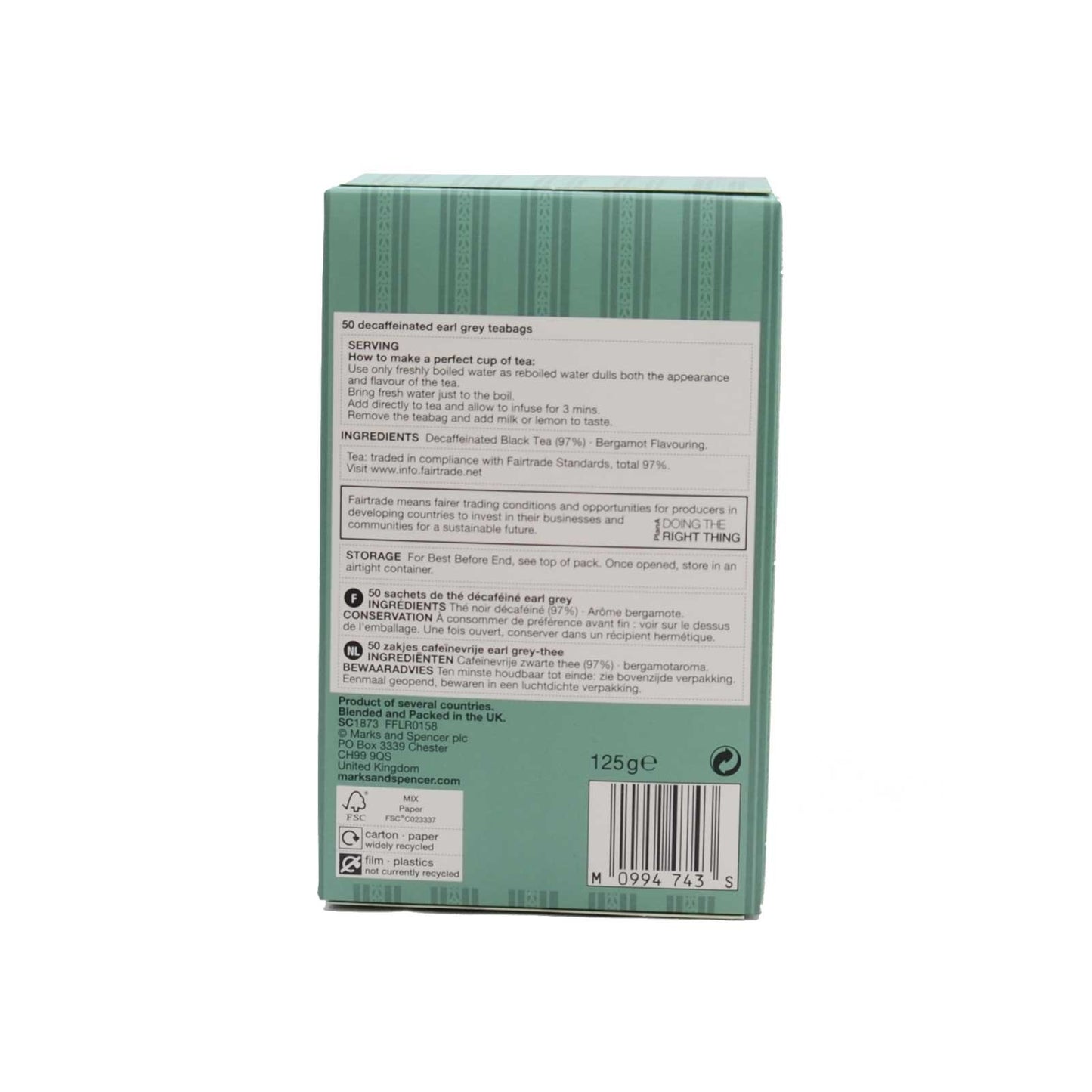 Marks & Spencer Decaffeinated Earl Grey Tea 50 Bags (From the UK)