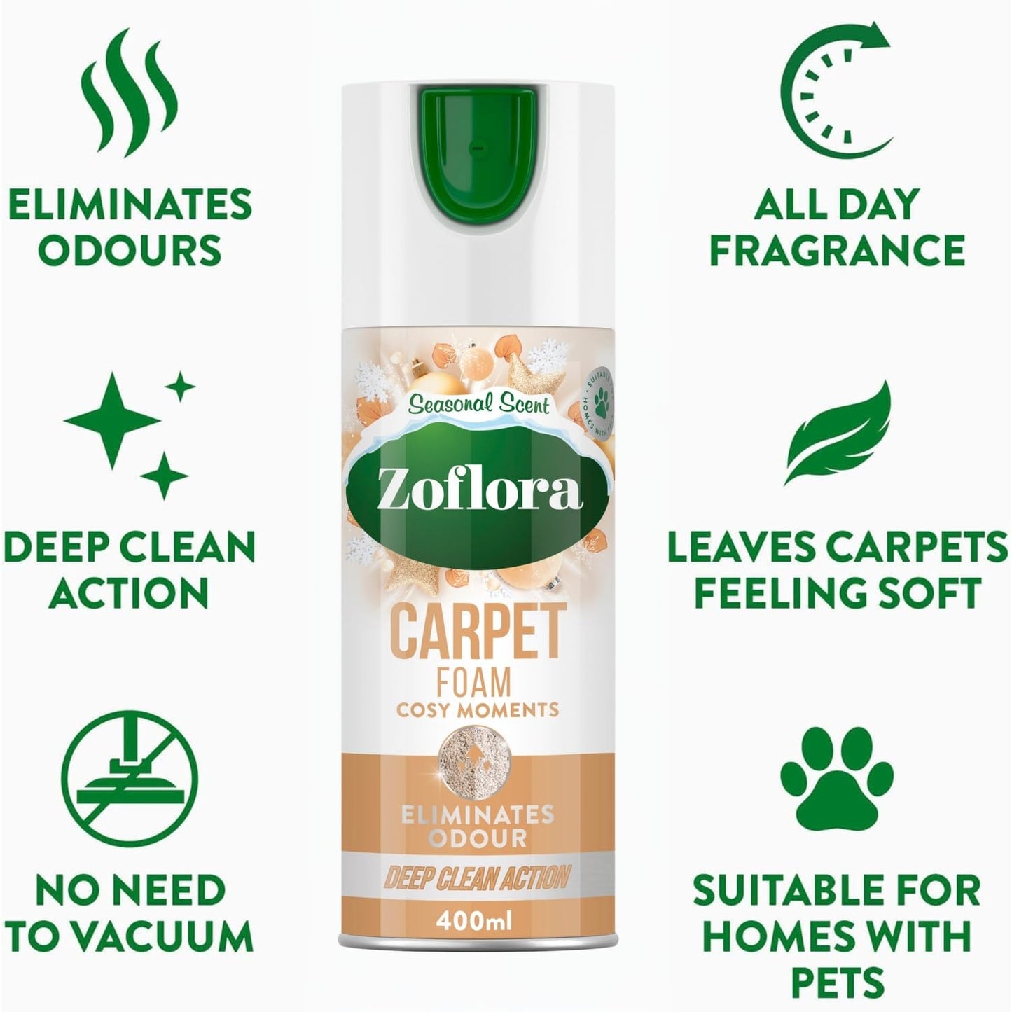 Zoflora Midnight Blooms Carpet Freshener & Care Foam, 1 x 600ml, Carpet Cleaner, Stain Remover Foam for Carpets and Upholstery, Neutralises Odours, Deep Cleans, Pet Safe