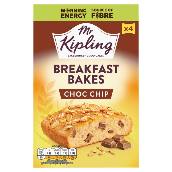Mr Kipling Choc Chip Breakfast Bakes Snack, 4 Individually Wrapped Cakes