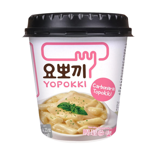 Yopokki Instant Chewy Korean Topokki Rice Cakes - Available in Cheese, Jjajang, Carbonara, Original & Sweet & Spicy flavours