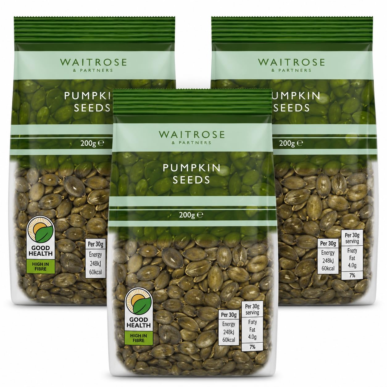 Waitrose Pumpkin Seeds 200g, Pack of 3