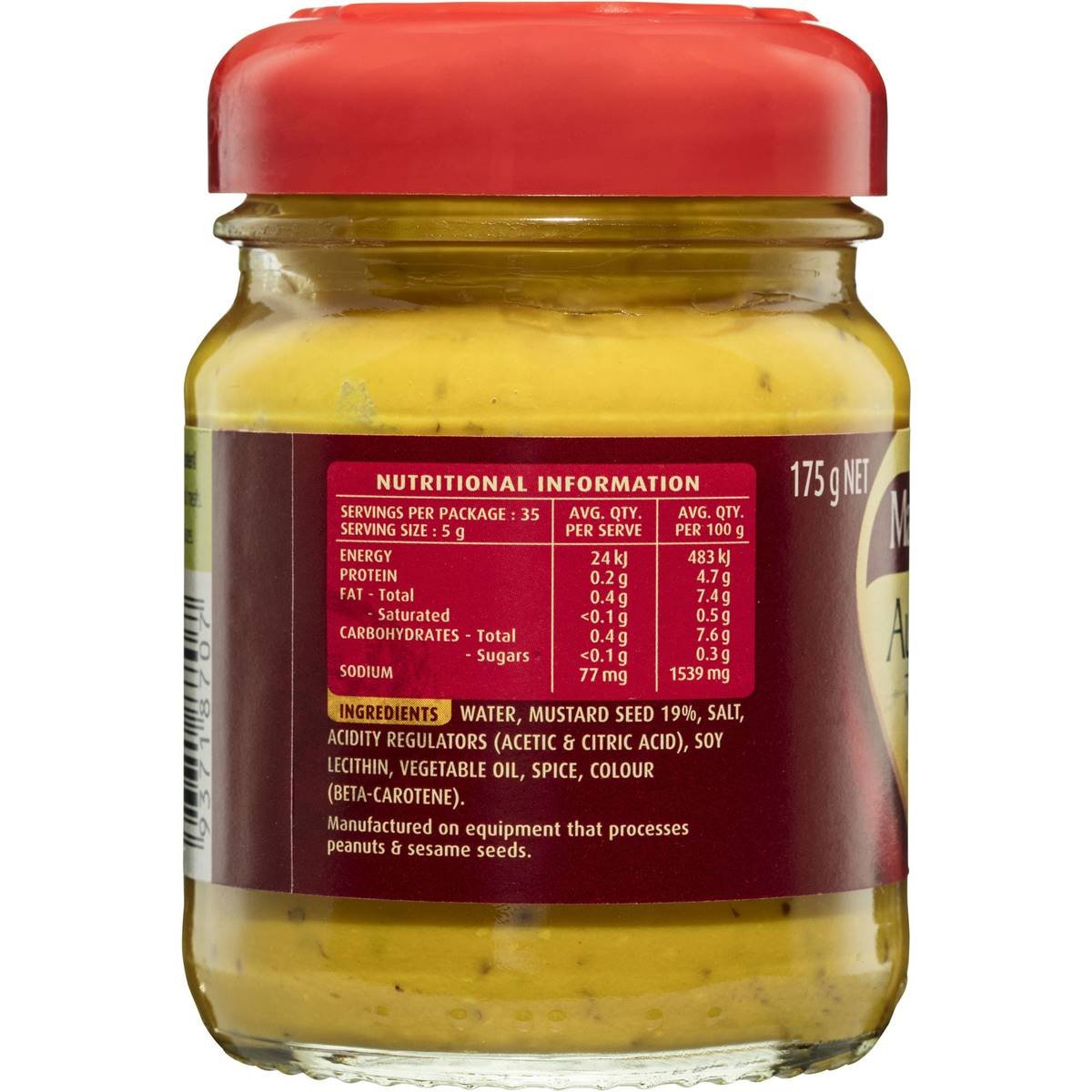 MasterFoods Australian Mustard 175gram