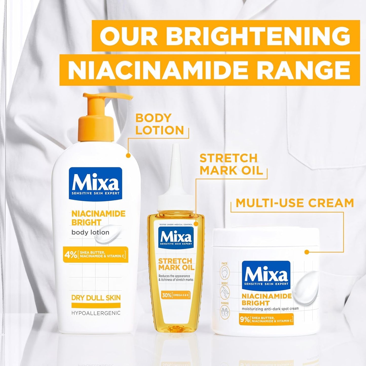Mixa Body Cream Niacinamide Bright Moisturizing Anti-Dark Spot 400ml
