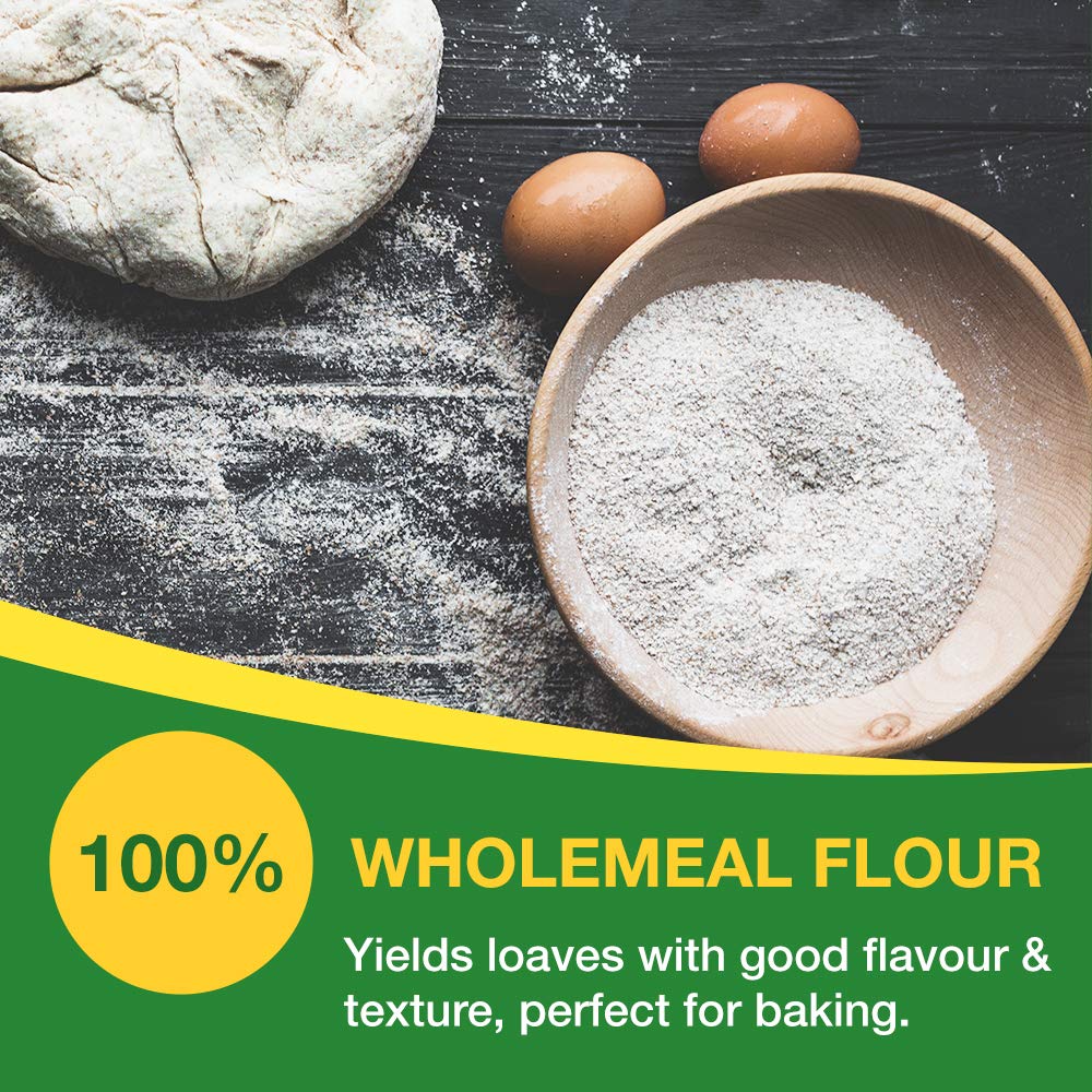Wessex Mill Wholemeal Bread Flour - Premium Quality Flour for Bread Making, 5 x 1.5 kg