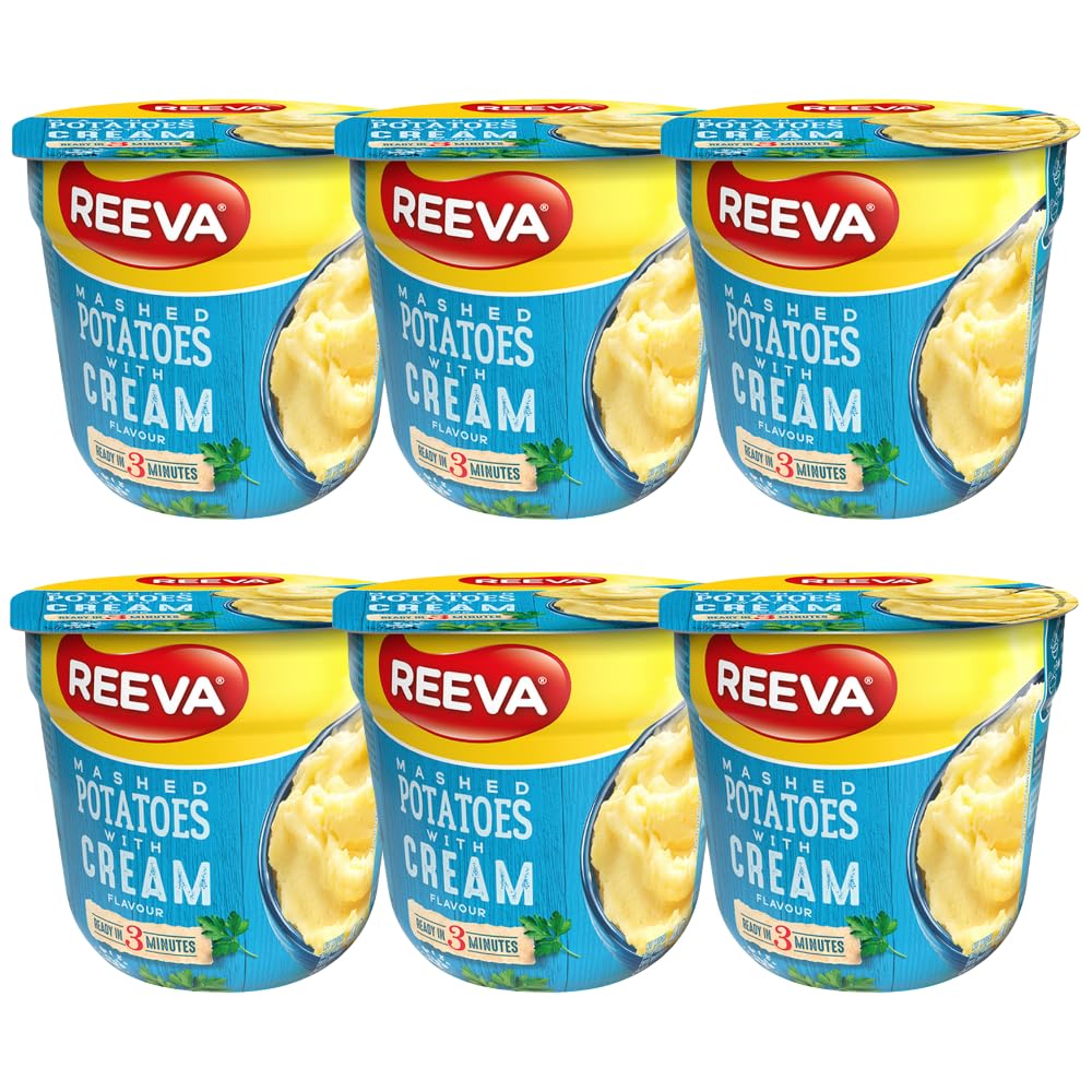 Reeva Mashed Potato Pots Halal Certified Instant mashed Potatoes 40g (Pack of 6) + FabFinds Mug