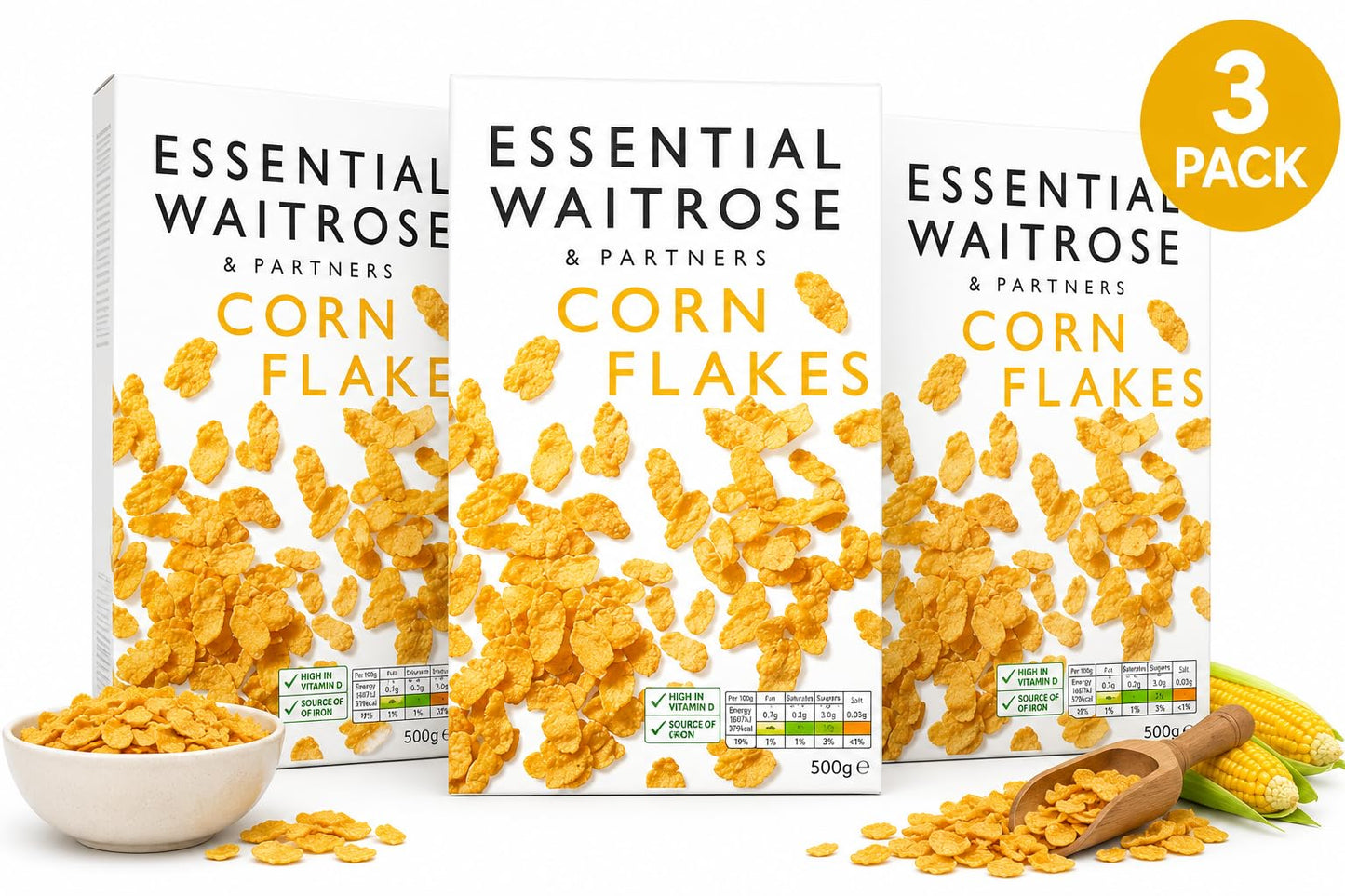 Essential Corn Flakes 500g, Pack of 3