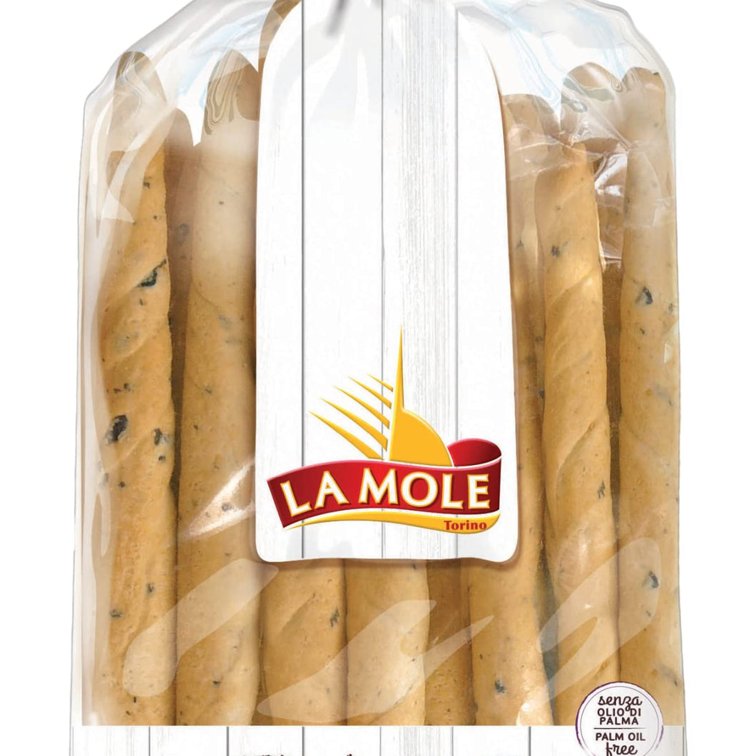 La Mole Olive Filled Panrustici Breadsticks, Classic Breadsticks Best Served with Meats, Soft Cheeses & Olives or Partnered with Dips and Soups, 250g Bag