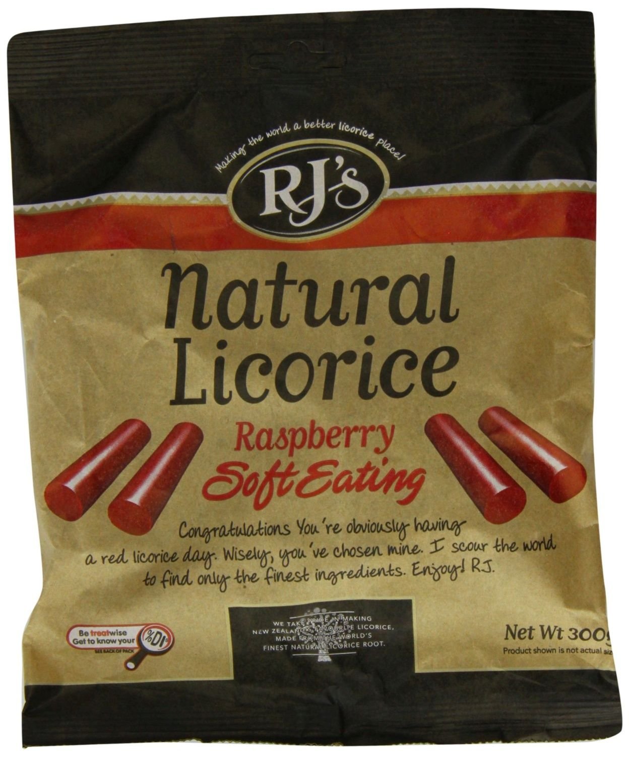 RJ's Raspberry Soft Eating Natural Licorice (300-gram Bag)